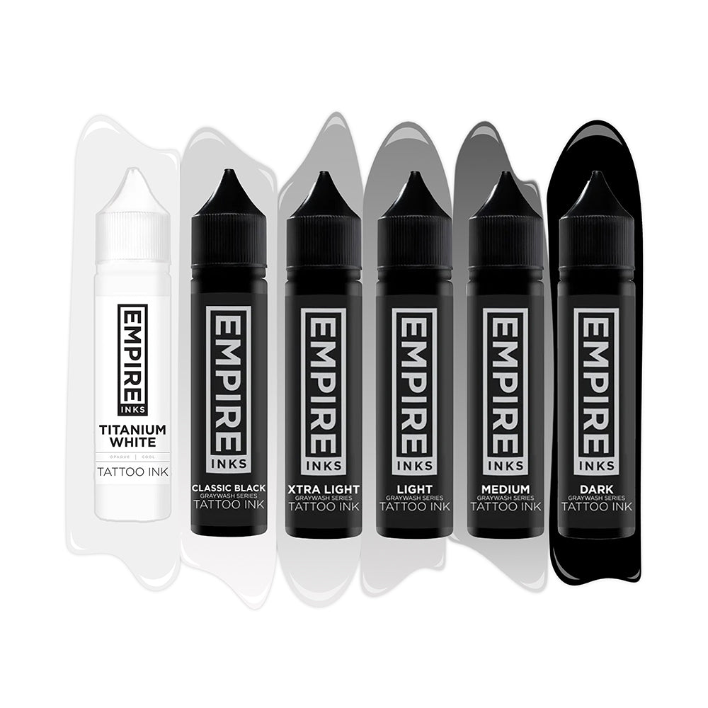 Empire Inks Graywash Series — 6-Bottle Full Set — Pick Size - Ultimate Tattoo Supply