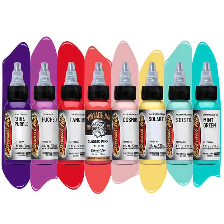 Russel Van Schaick Anime Inspiration Set — Eternal Ink — 8 1oz Bottles - Ultimate Tattoo Supply