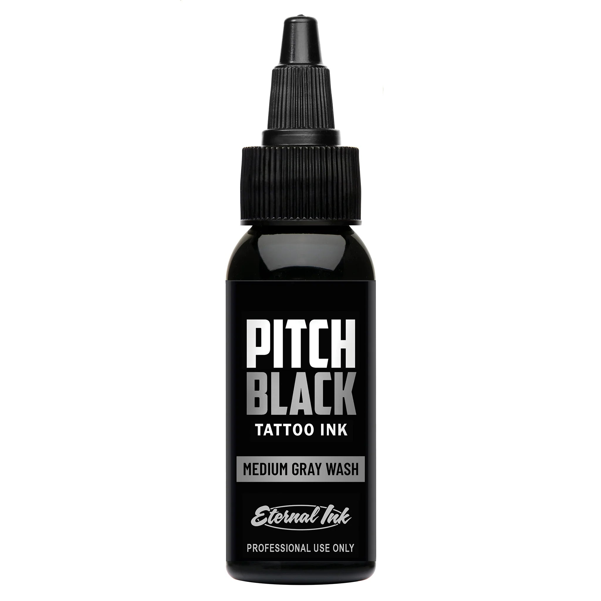 Pitch Black Medium Dark Gray Wash — Eternal Ink — Pick Size - Ultimate Tattoo Supply