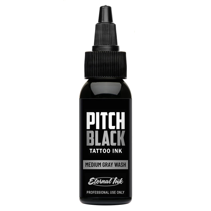 Pitch Black Medium Dark Gray Wash — Eternal Ink — Pick Size - Ultimate Tattoo SupplyPitch Black Medium Dark Gray Wash — Eternal Ink — Pick Size