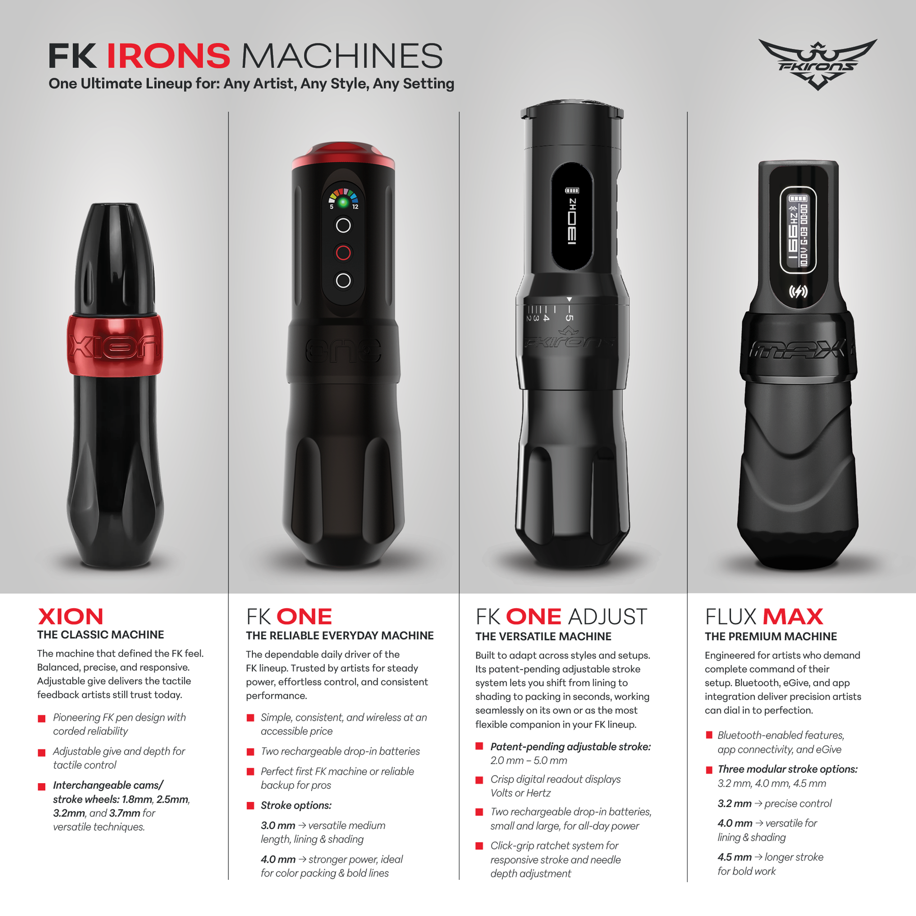 FK One Adjust Wireless Tattoo Machine - Pick Color - Ultimate Tattoo Supply
