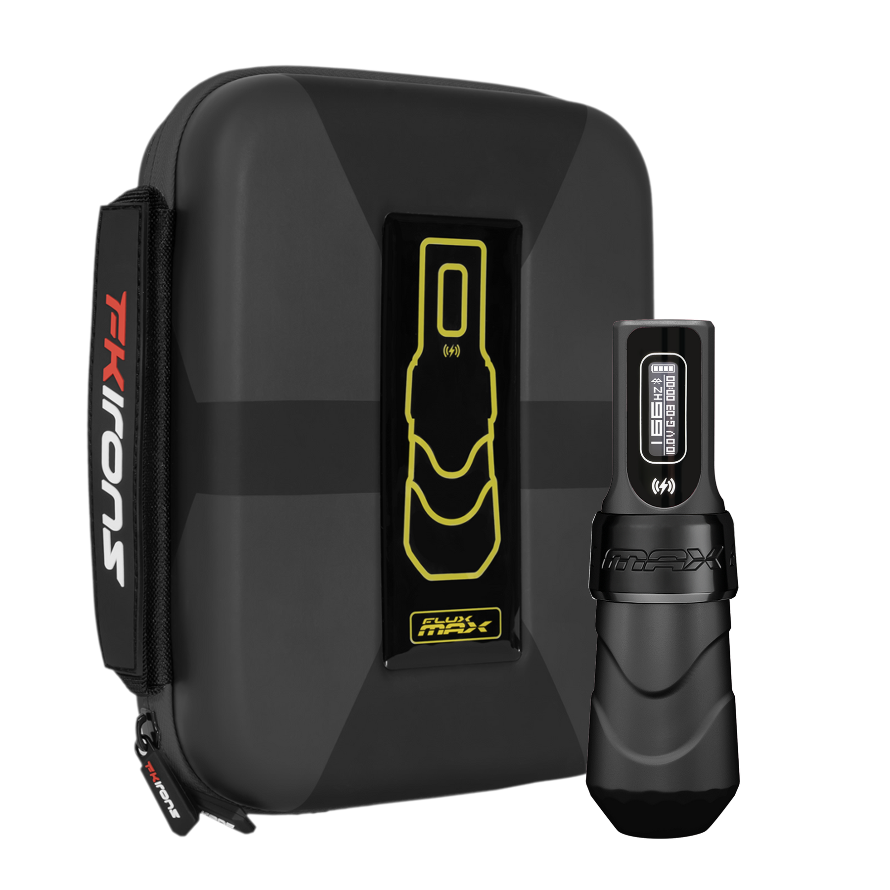 FK Irons Flux Max Tattoo Machine with 1 PowerBolt 2.0 — Pick Color and Stroke Length - Ultimate Tattoo Supply