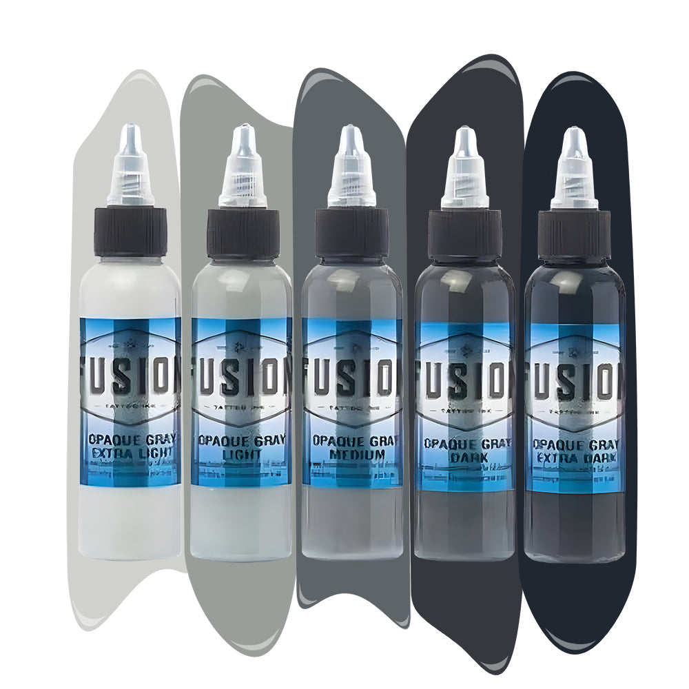 Opaque Gray 5-Pack Set — Fusion Tattoo Ink — Pick Size - Ultimate Tattoo Supply