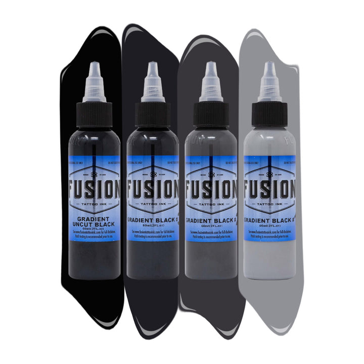 Gradient Black 4-Pack — Fusion Tattoo Ink — 1oz - Ultimate Tattoo Supply