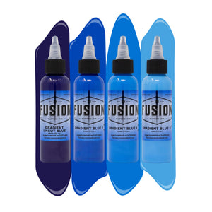 Gradient Blue 4-Pack — Fusion Tattoo Ink — 1oz - Ultimate Tattoo Supply