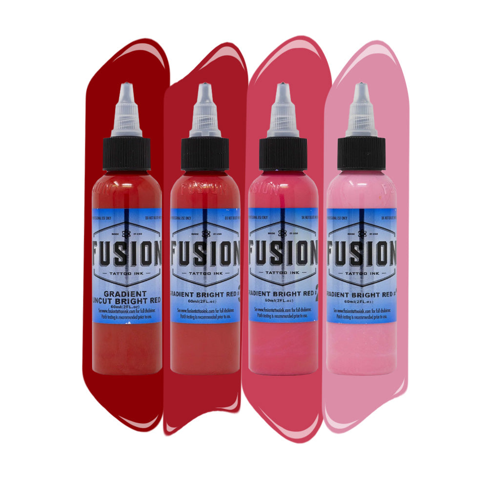 Gradient Bright Red 4-Pack — Fusion Tattoo Ink — 1oz - Ultimate Tattoo Supply