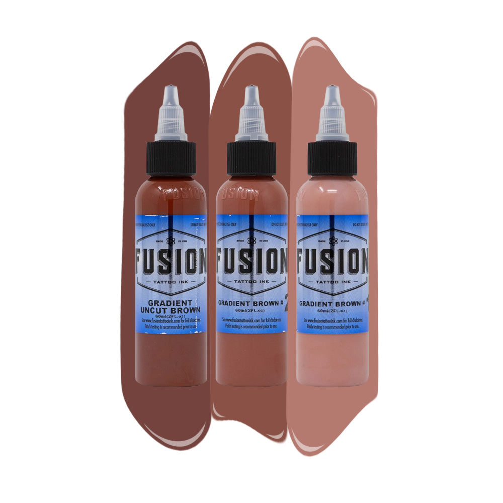 Gradient Brown 3-Pack — Fusion Tattoo Ink — 1oz - Ultimate Tattoo Supply