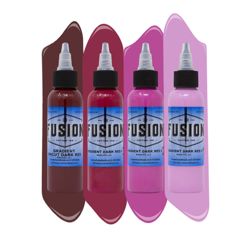 Gradient Dark Red 4-Pack — Fusion Tattoo Ink — 1oz - Ultimate Tattoo Supply