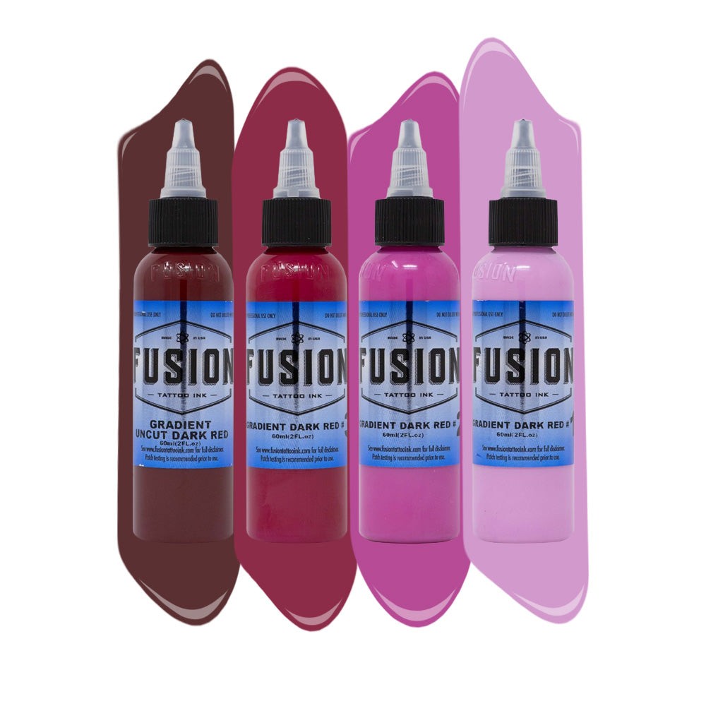 Gradient Dark Red 4-Pack — Fusion Tattoo Ink — 1oz - Ultimate Tattoo Supply