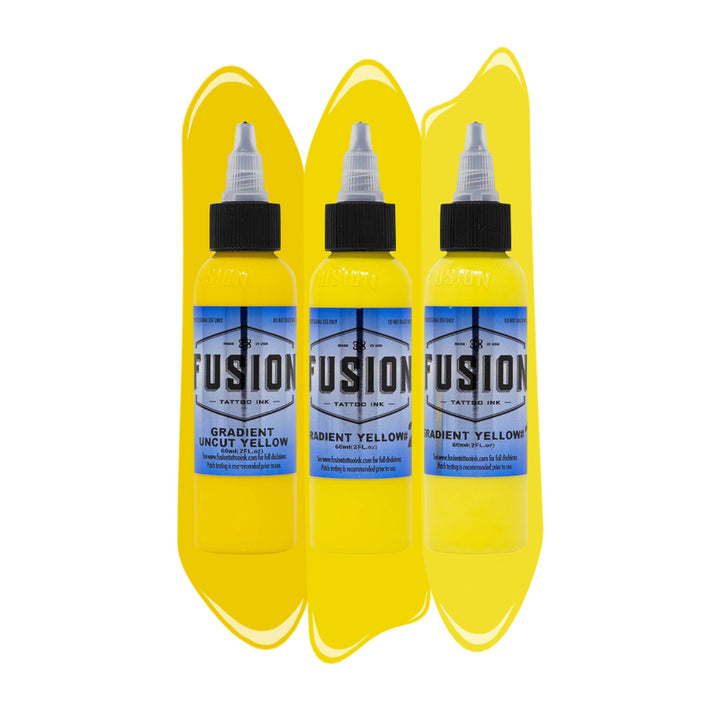 Gradient Yellow 3-Pack — Fusion Tattoo Ink — 1oz - Ultimate Tattoo Supply