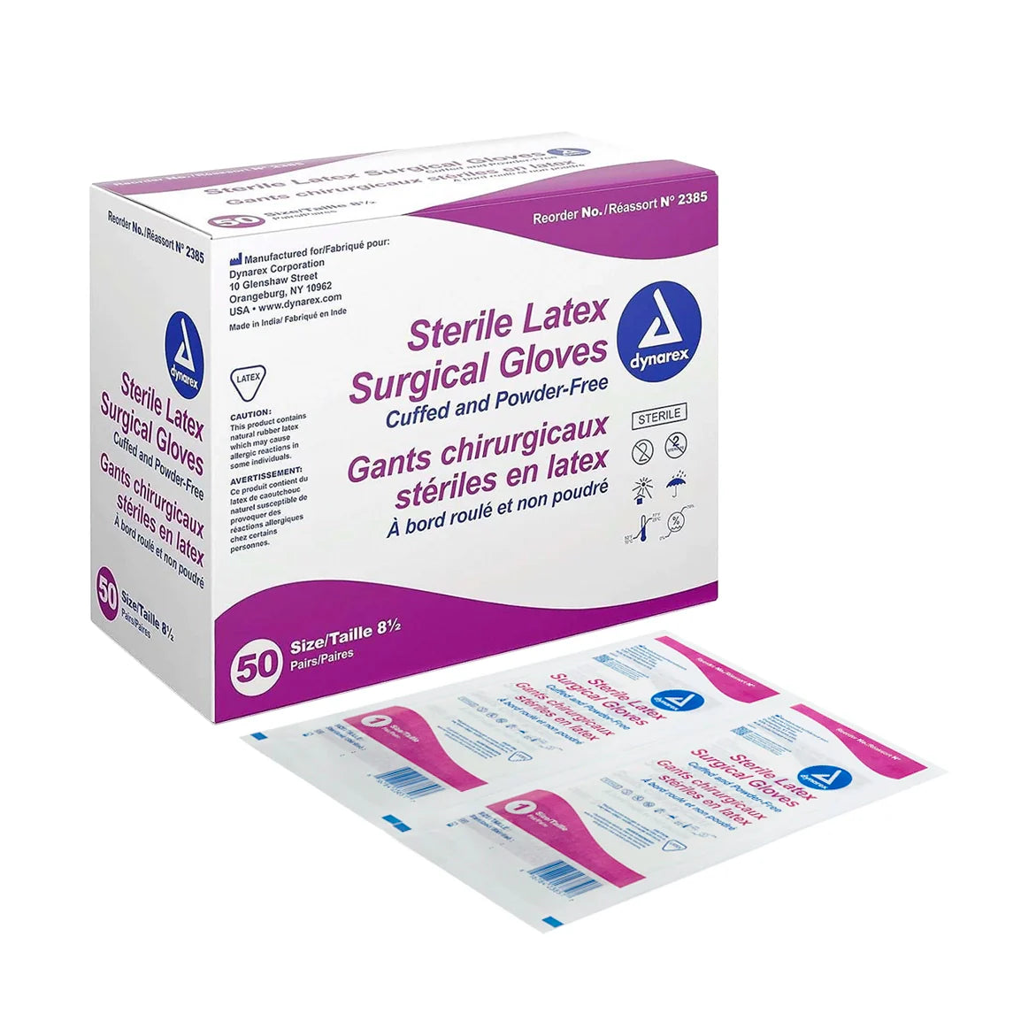 Dynarex Sterile White Latex Gloves — Box of 100 - Painful Pleasures