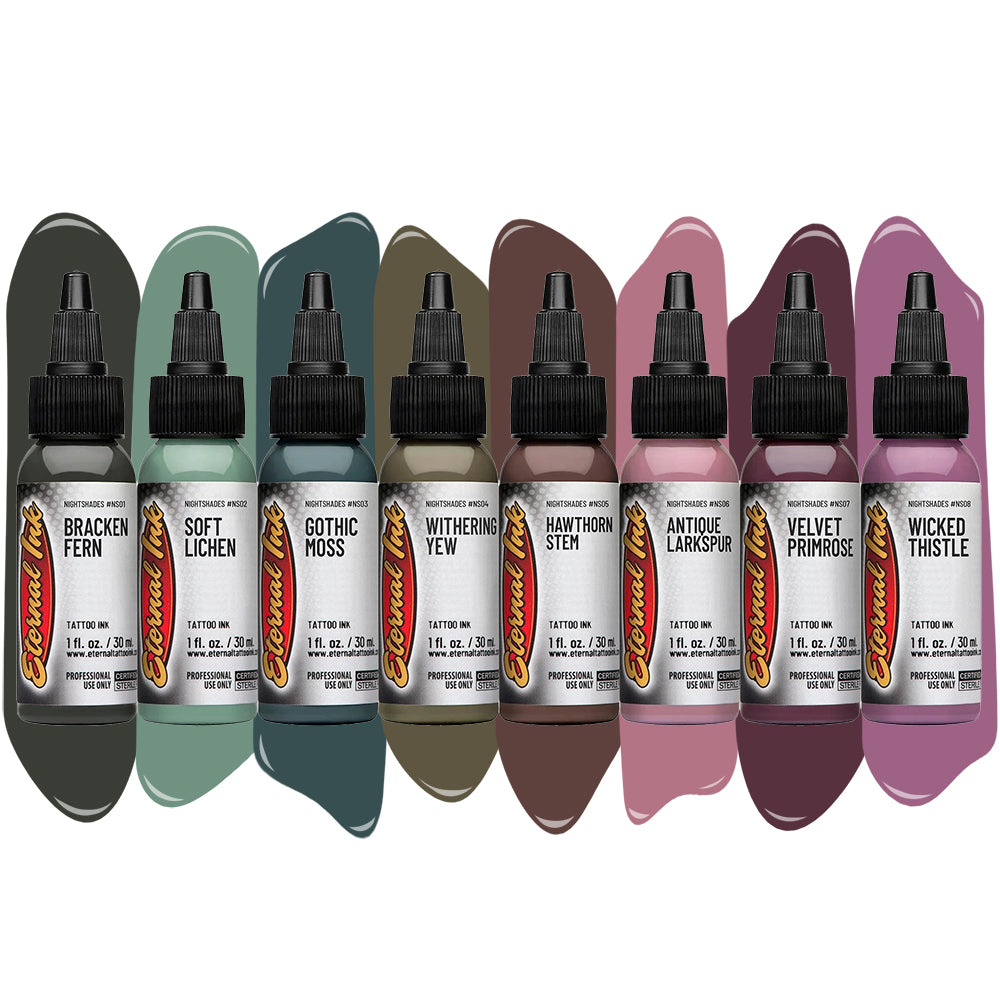 Gia Rose Nightshades Set of 8 Bottles — Eternal Tattoo Ink — 1oz - Ultimate Tattoo Supply