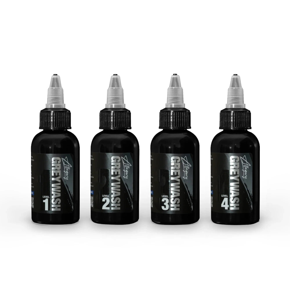 Greywash Set of 4 — Allegory Premium Tattoo Ink — Pick Size - Ultimate Tattoo Supply