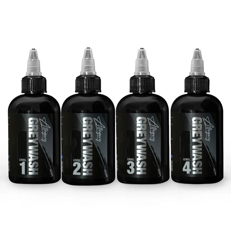 Greywash Set of 4 — Allegory Premium Tattoo Ink — Pick Size - Ultimate Tattoo Supply