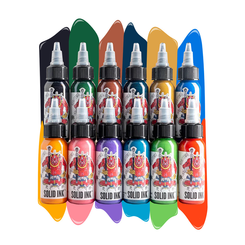 Solid Ink - Horitomo 12 Color Set 1oz Bottles - Ultimate Tattoo Supply