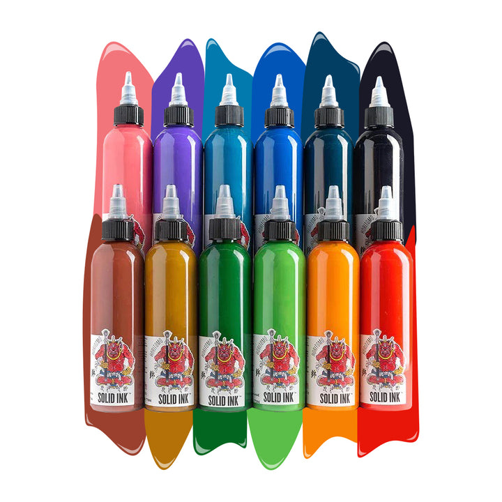 Solid Ink - Horitomo 12 Color Set 4oz Bottles - Ultimate Tattoo Supply
