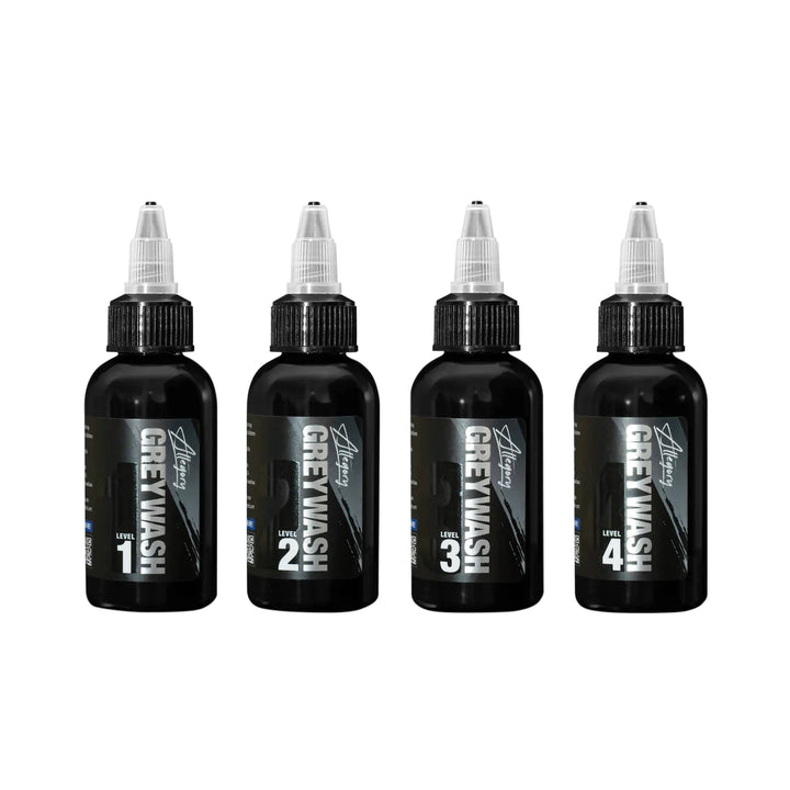 Greywash Set of 4 — Allegory Premium Tattoo Ink — Pick Size - Ultimate Tattoo Supply