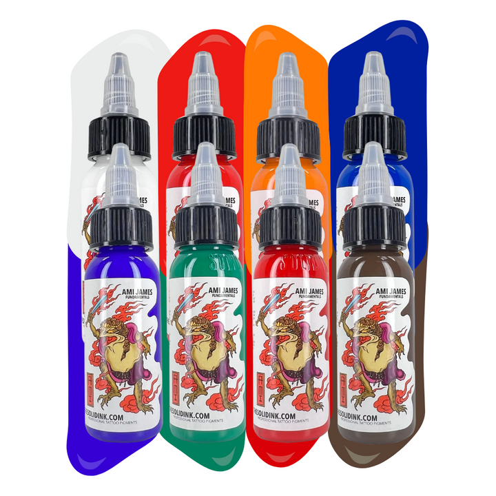 Ami James 8 Color Fundamentals Set — Solid Ink — 1oz - Ultimate Tattoo Supply