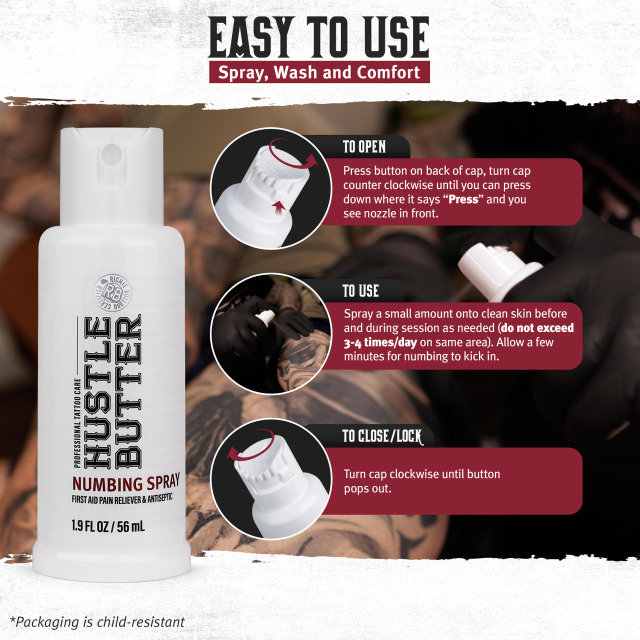 Hustle Butter Numbing Spray — 1.9oz Spray Bottle - Ultimate Tattoo Supply