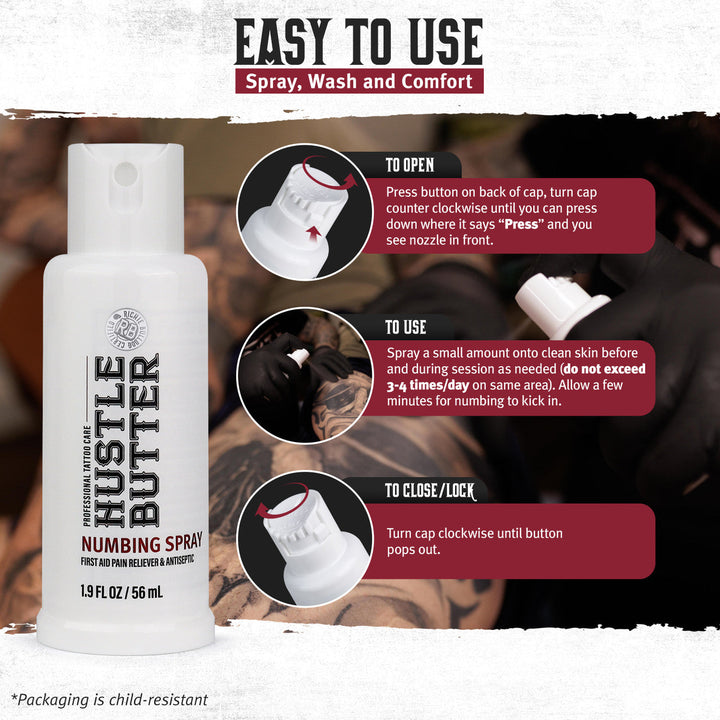 Hustle Butter Numbing Spray — 1.9oz Spray Bottle - Ultimate Tattoo SupplyHustle Butter Numbing Spray — 1.9oz Spray Bottle