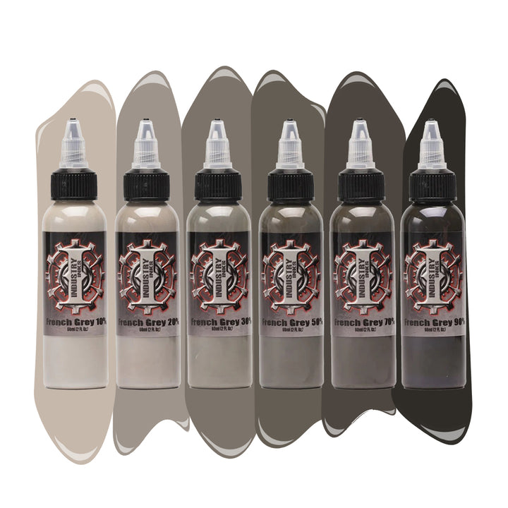French Grey Color Set — Industry Inks — Pick Size - Ultimate Tattoo SupplyFrench Grey Color Set — Industry Inks — Pick Size