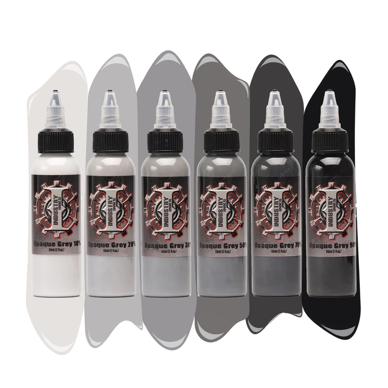 Opaque Grey Color Set — Industry Inks — Pick Size - Ultimate Tattoo Supply