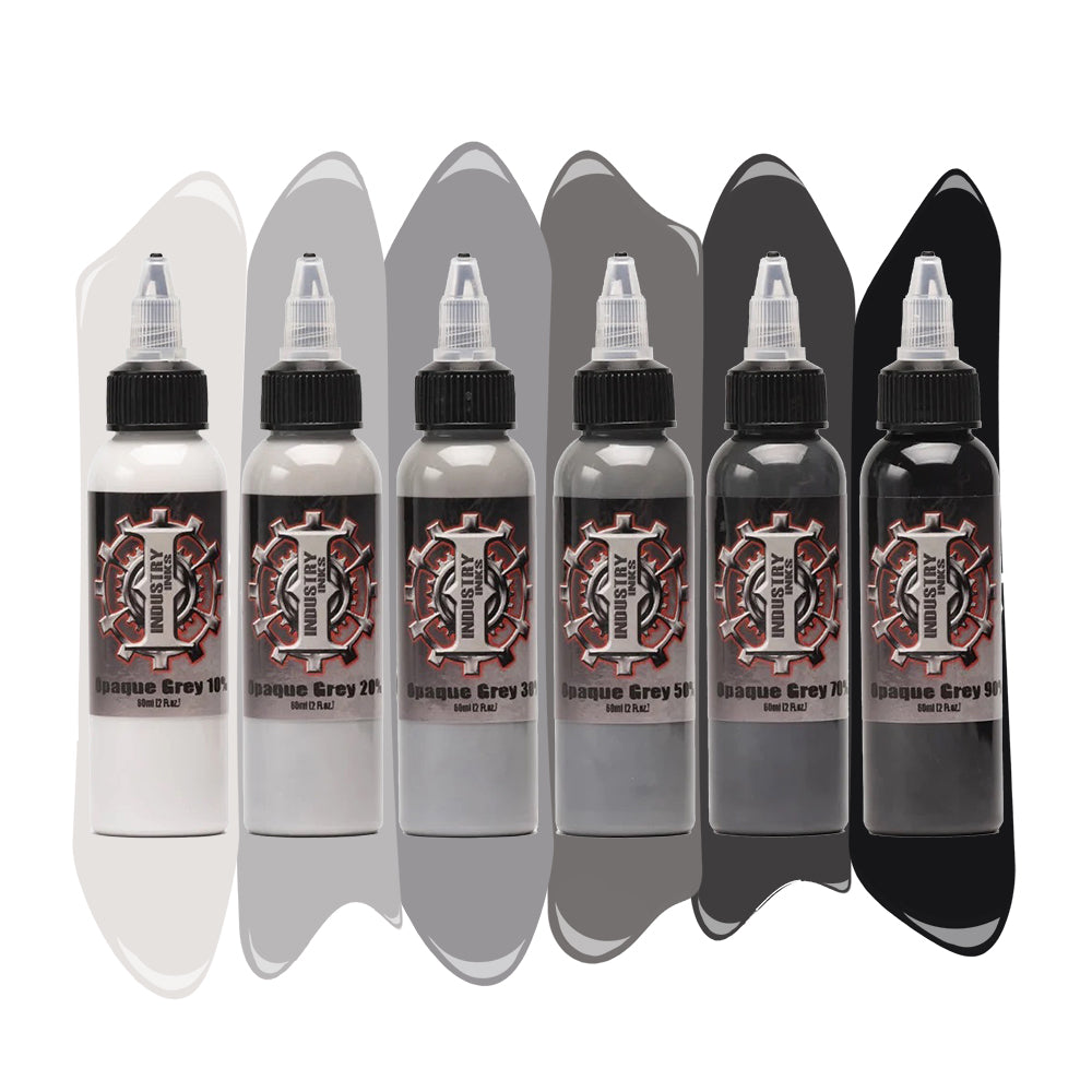 Opaque Grey Color Set — Industry Inks — Pick Size Ultimate Tattoo Supply