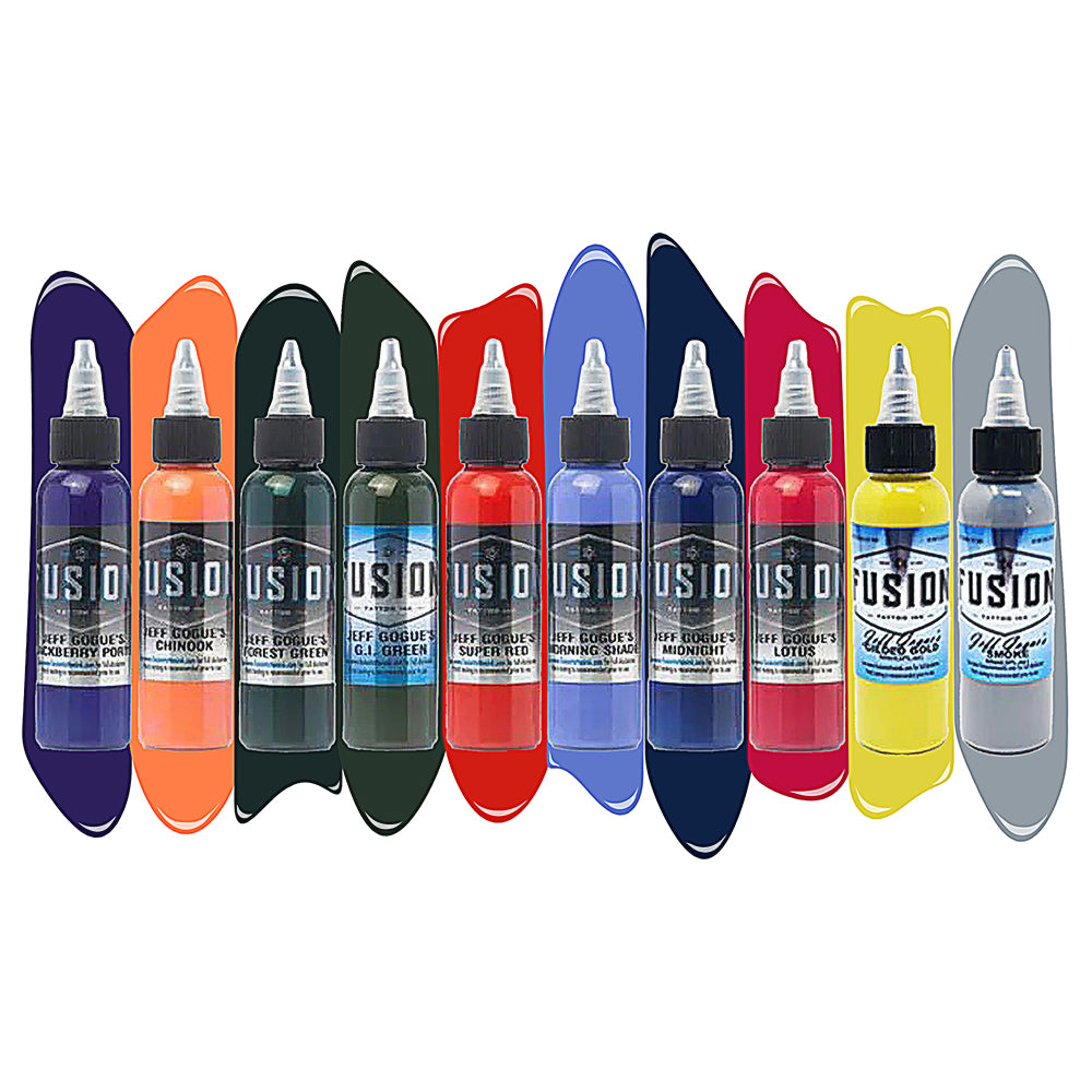 Jeff Gogue 10-Color Palette Signature Set — Fusion Tattoo Ink — 1oz - Ultimate Tattoo Supply