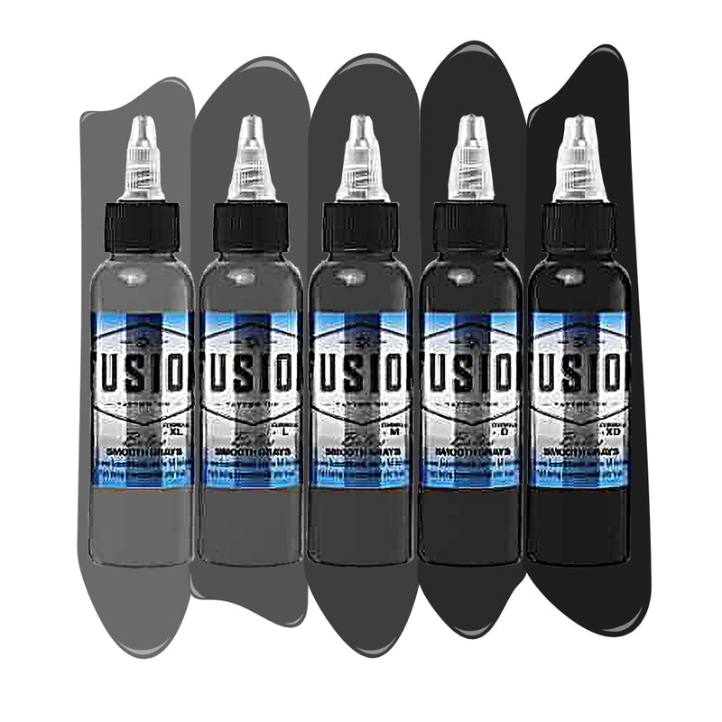 Bolo Smooth Gray 5-Color Palette Signature Set — Fusion Tattoo Ink — 1oz - Ultimate Tattoo Supply