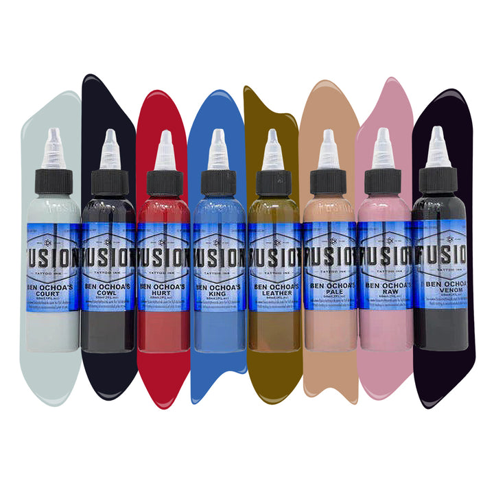 Ben Ochoa Signature Set of 8 Colors — Fusion Tattoo Ink — Pick Size - Ultimate Tattoo Supply