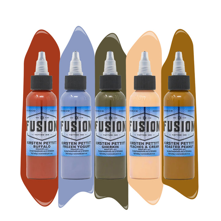 Kirsten Pettitt 5 Bottle Signature Ink Set — Fusion Tattoo Ink — Pick Size - Ultimate Tattoo Supply