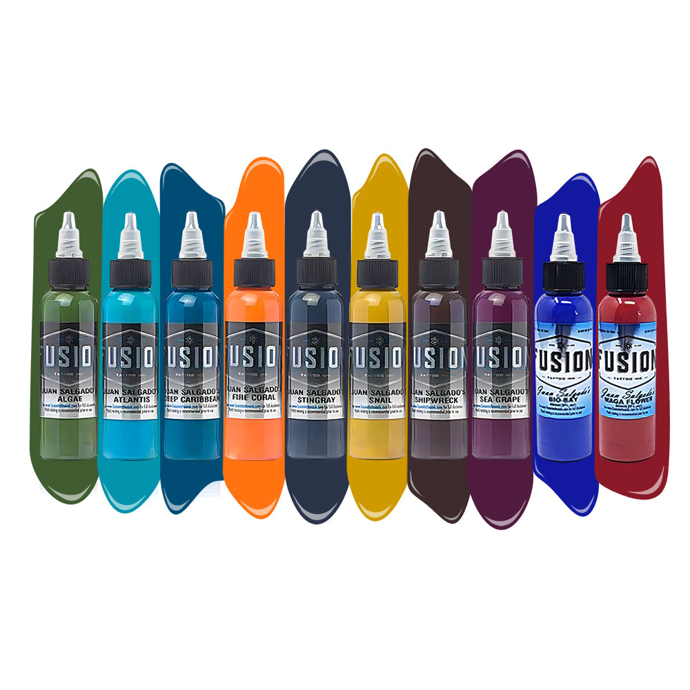 Juan Salgado 10-Color Palette Signature Set — Fusion Tattoo Ink — 1oz - Ultimate Tattoo Supply