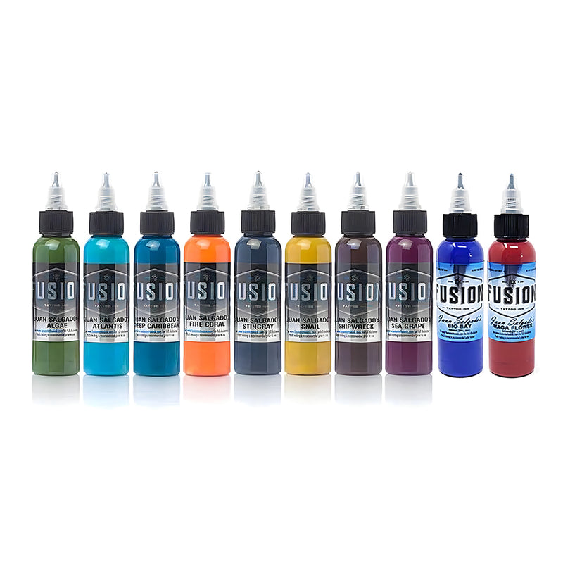 Juan Salgado 10-Color Palette Signature Set — Fusion Tattoo Ink — 1oz - Ultimate Tattoo Supply