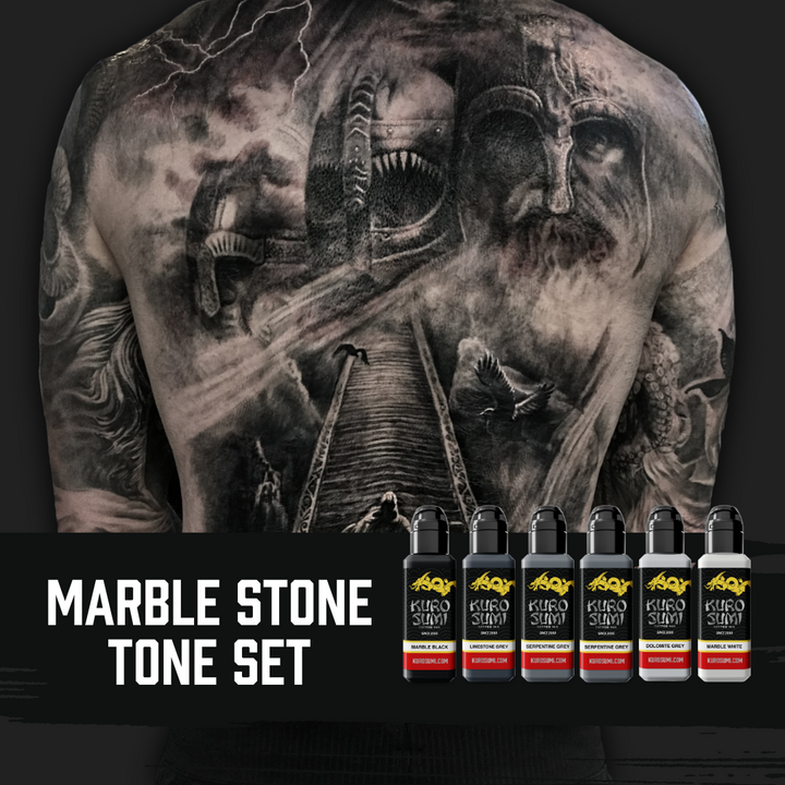 Kuro Sumi Marble Stone Tone Tattoo Ink Set - Ultimate Tattoo Supply