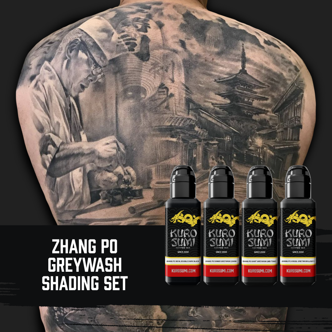 Zhang Po Greywash Shading Set - 4 Bottles - Ultimate Tattoo Supply