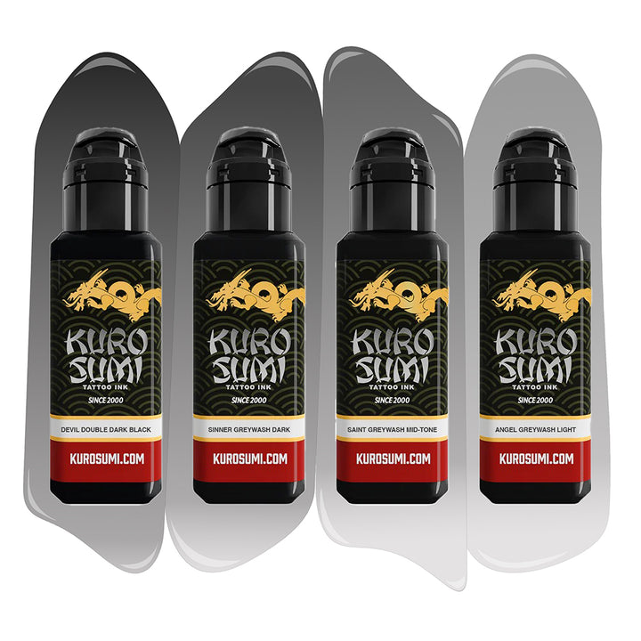 Zhang Po Greywash Shading Set - 4 Bottles - Ultimate Tattoo Supply