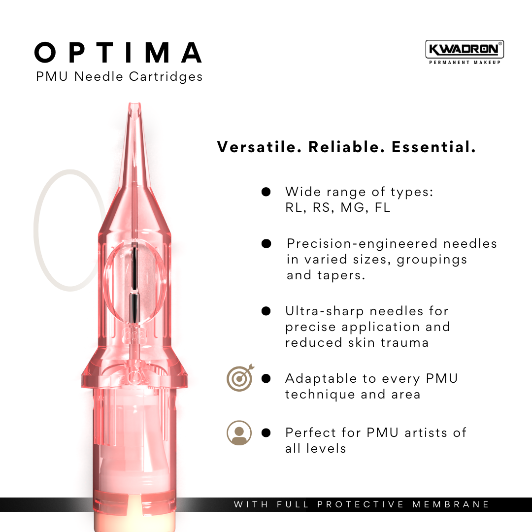 Kwadron Optima PMU Cartridge - 1 Round Liner 0.20mm Long Taper (20/1RLLT-OPT) - Ultimate Tattoo Supply