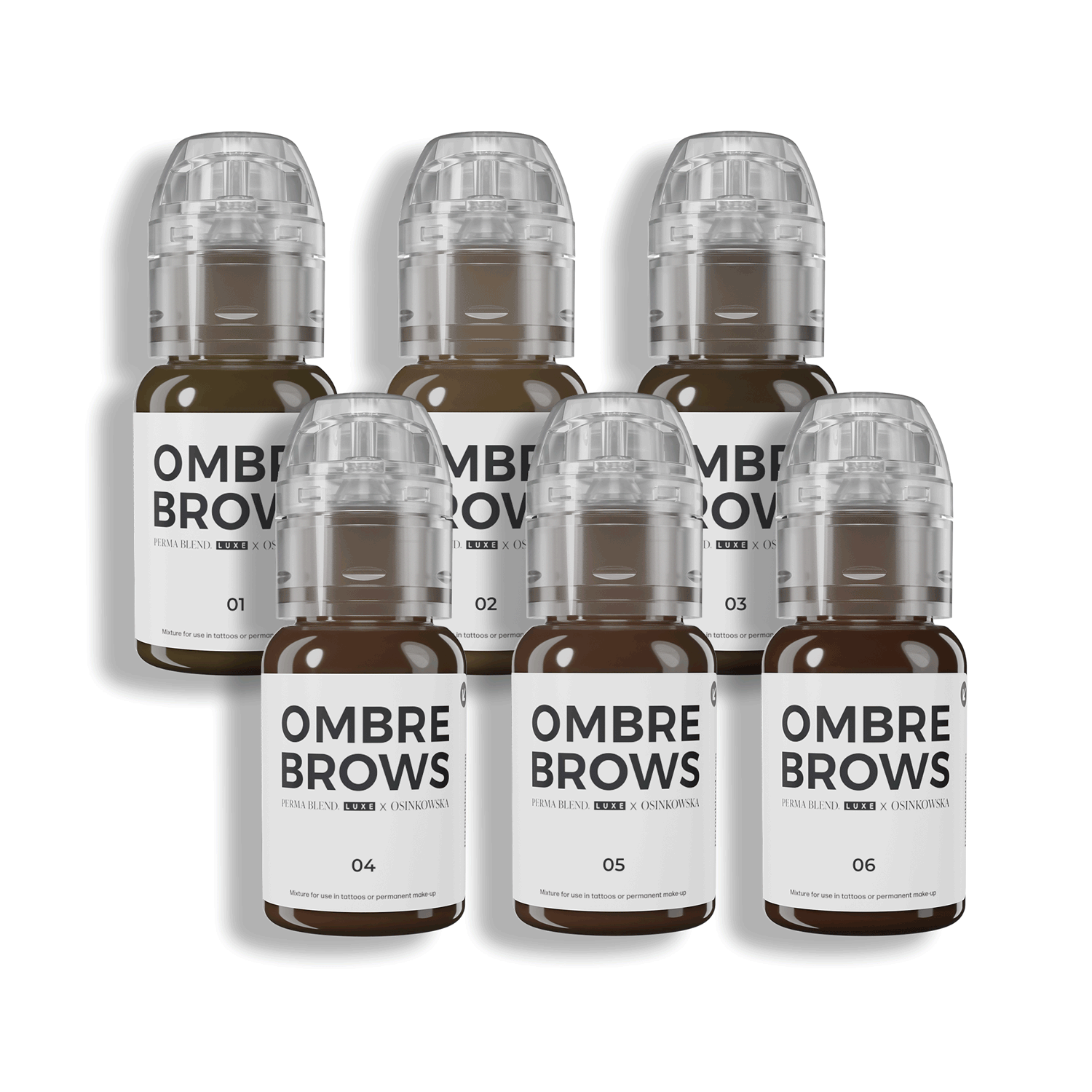 Paulina Osinkowska Ombre Brows 6 Bottle Set — Perma Blend — 1/2oz - Ultimate Tattoo Supply