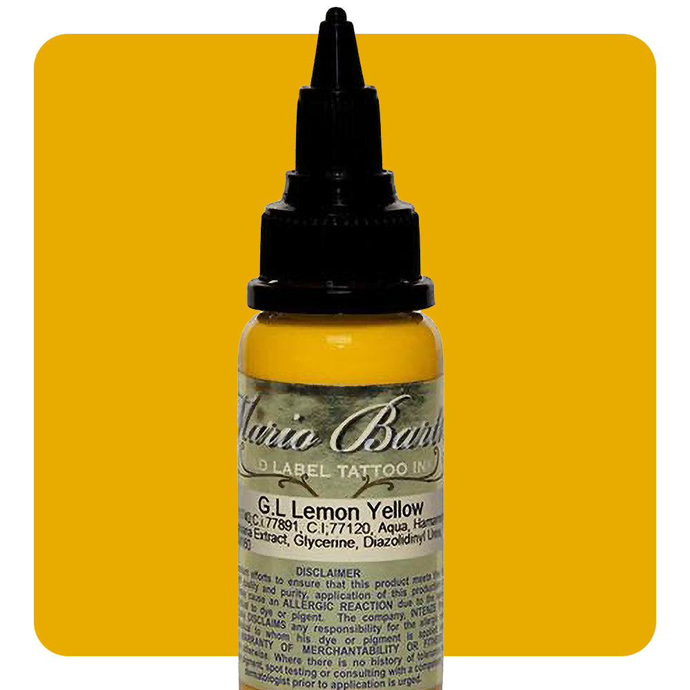 Lemon Yellow Mario Barth Gold Label — Intenze Tattoo Ink — 1oz Bottle - Ultimate Tattoo Supply