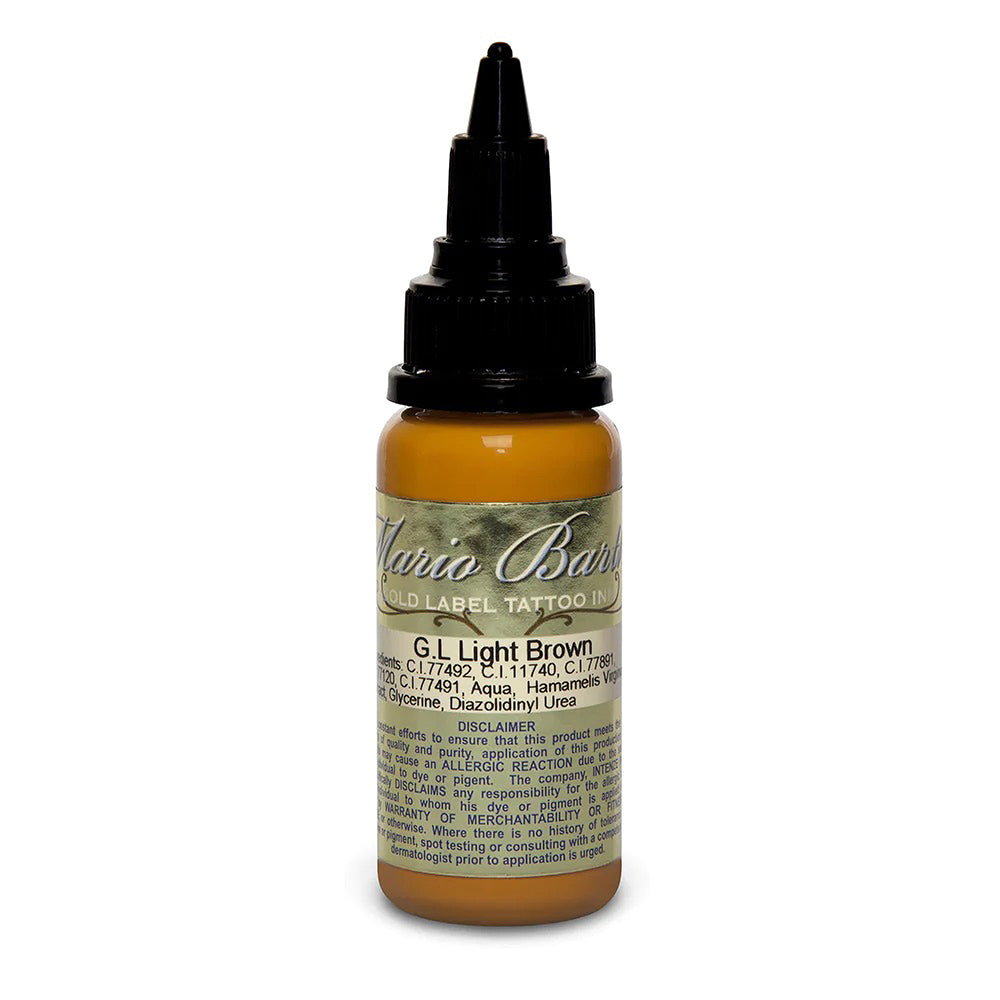 Light Brown Mario Barth Gold Label — Intenze Tattoo Ink — 1oz Bottle - Ultimate Tattoo Supply
