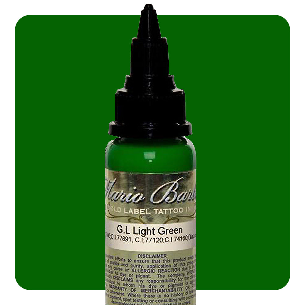 Light Green Mario Barth Gold Label — Intenze Tattoo Ink — 1oz Bottle - Ultimate Tattoo Supply