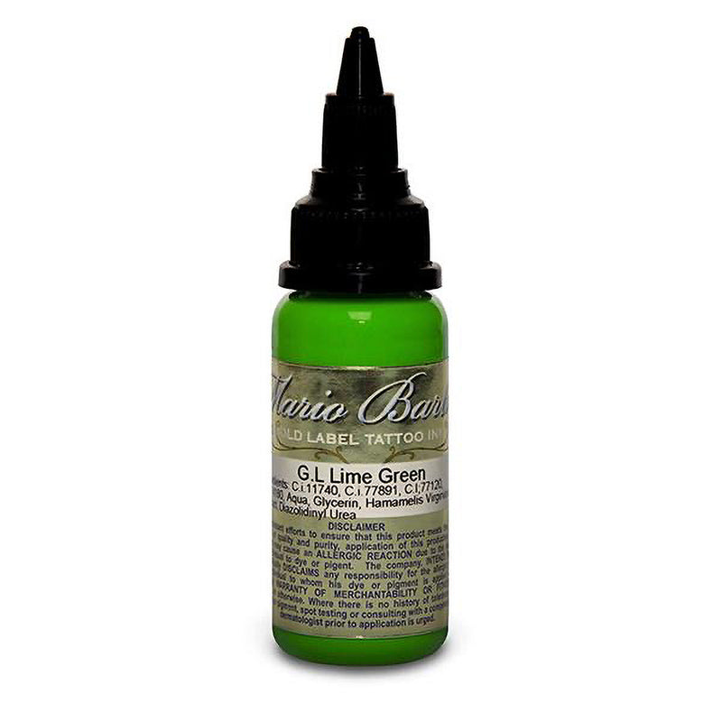 Lime Green Mario Barth Gold Label — Intenze Tattoo Ink — 1oz Bottle - Ultimate Tattoo Supply