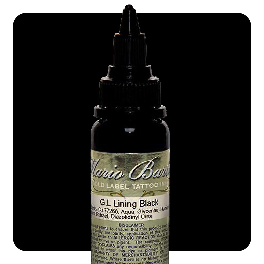 Lining Black Mario Barth Gold Label — Intenze Tattoo Ink — 1oz Bottle - Ultimate Tattoo Supply