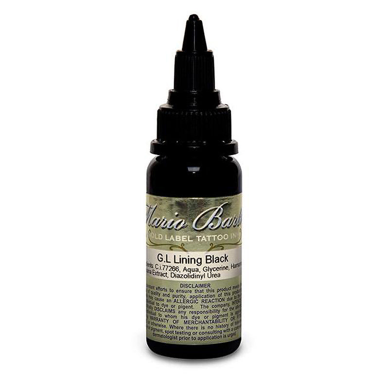 Lining Black Mario Barth Gold Label — Intenze Tattoo Ink — 1oz Bottle - Ultimate Tattoo Supply
