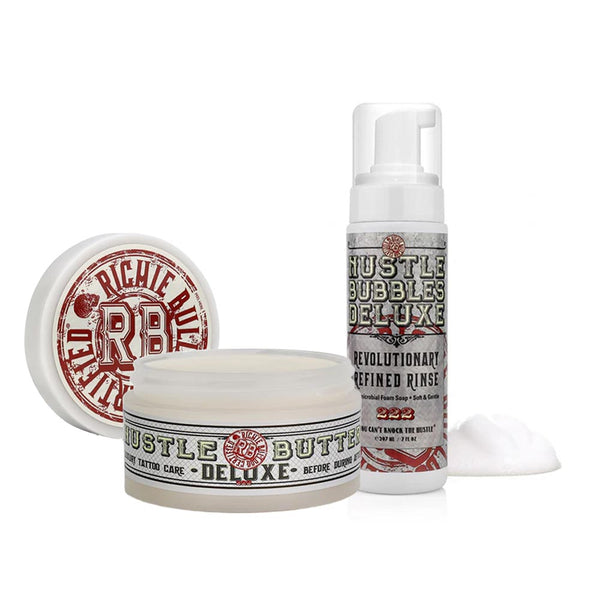 Hustle Bubbles 7oz Bottle with 5oz Tub Hustle Butter Deluxe Bundle - Ultimate Tattoo Supply