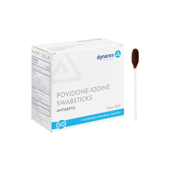 Dynarex Povidone Iodine Swabsticks 50/bx - Ultimate Tattoo SupplyDynarex Povidone Iodine Swabsticks 50/bx