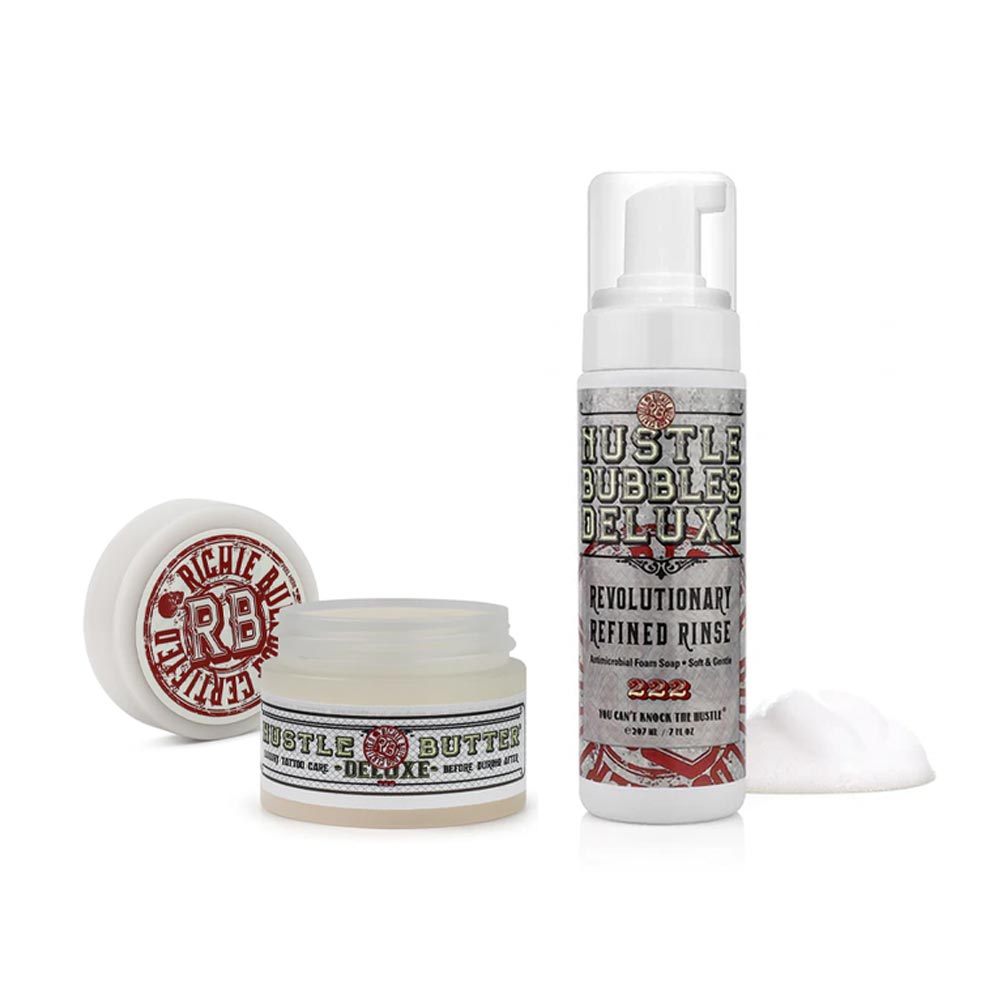 Hustle Bubbles 7oz Bottle with 1oz Tub Hustle Butter Deluxe Bundle - Ultimate Tattoo Supply
