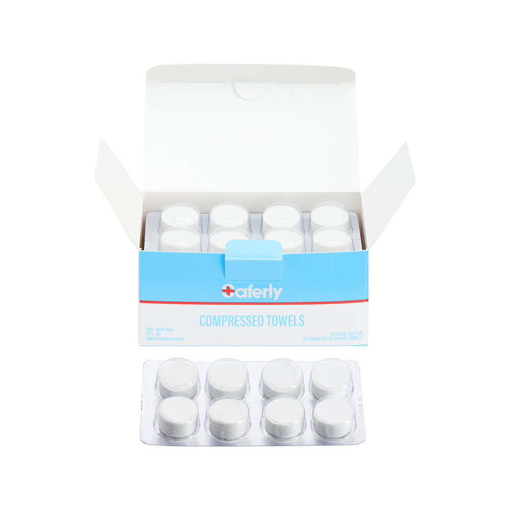 Saferly Lustra Compressed Towels — Box of 32 - Ultimate Tattoo Supply