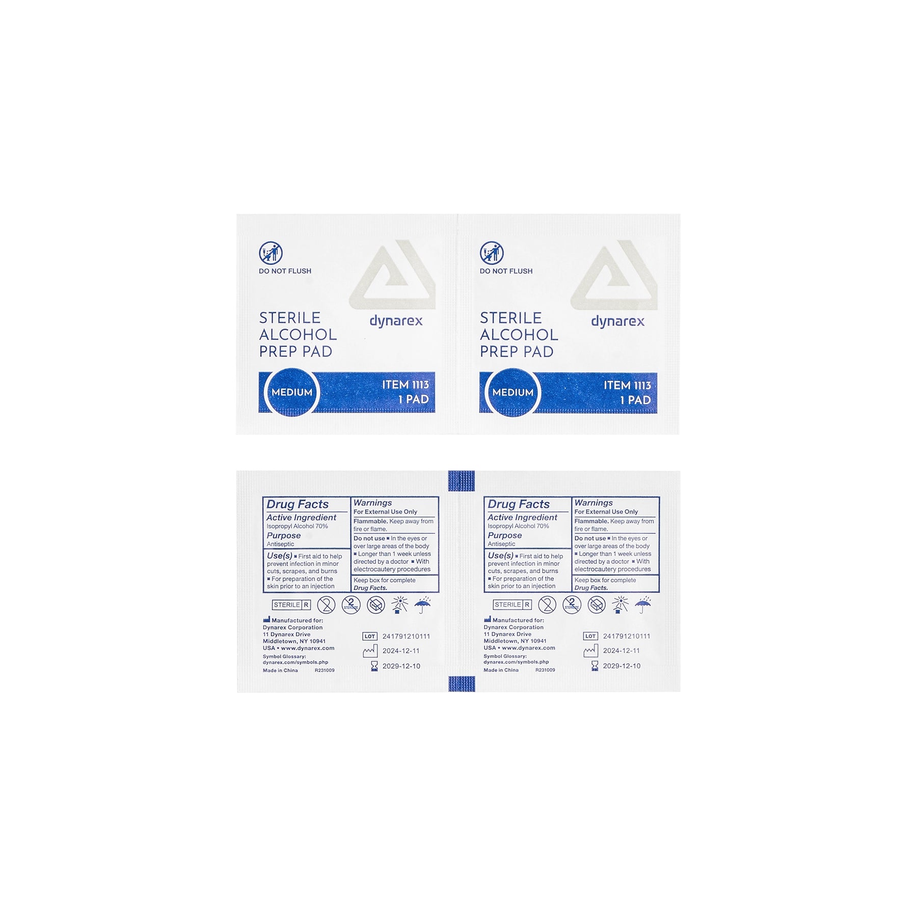 Dynarex Alcohol Prep Pads — Medium — Box of 200 - Ultimate Tattoo Supply