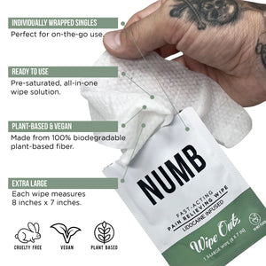 Wipe Outz™ Numbing Tattoo Wipes — Lidocaine Infused - Ultimate Tattoo Supply